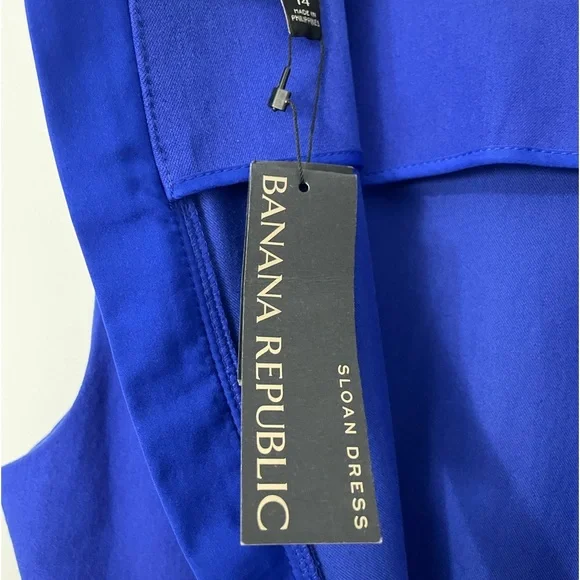NWT Banana Republic Sloan-Fit Cross-Front Sheath Dress Cobalt Blue Plus Size 14 - Picture 5 of 6